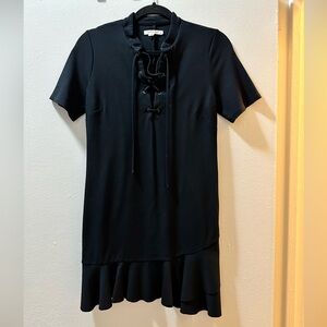 Avec Les Filles Black Lace-Up Mini Dress